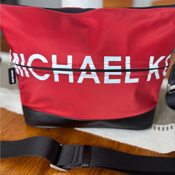 Michael Kors Red and Black Crossbody Nylon Messenger Bag - Picture 2 of 8